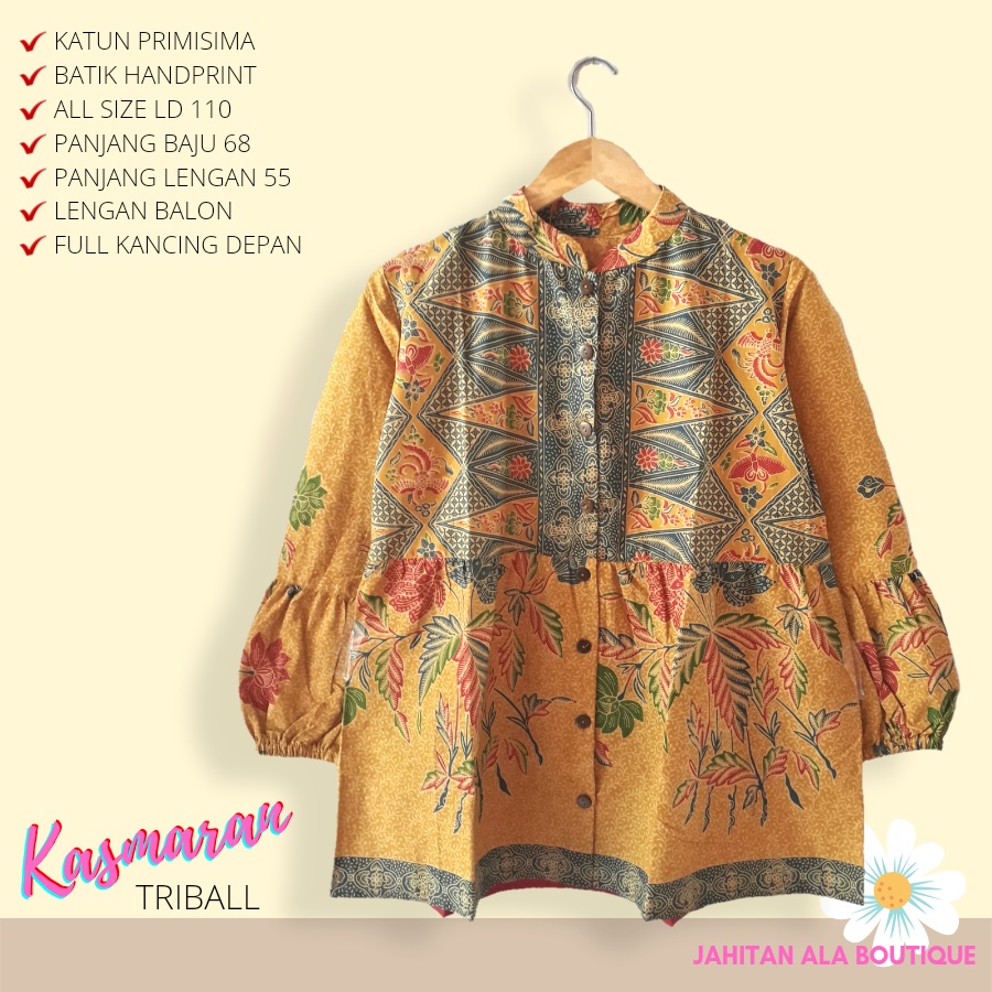 Blus kasmaran tribal batik solo atasan kerja batik wanita kerja