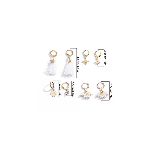 LRC Anting Set Fashion Golden Asymmetric Star Disc P76762