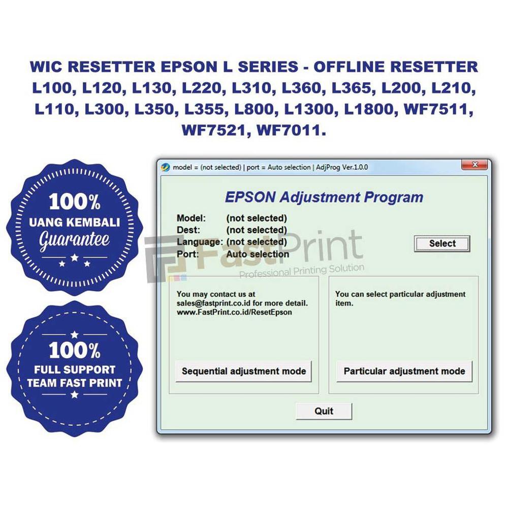 Reset Printer L120 L1300 L210 L1800 L800 R2000 L300 R1390 PM245 Adjustment Program Epson Offline