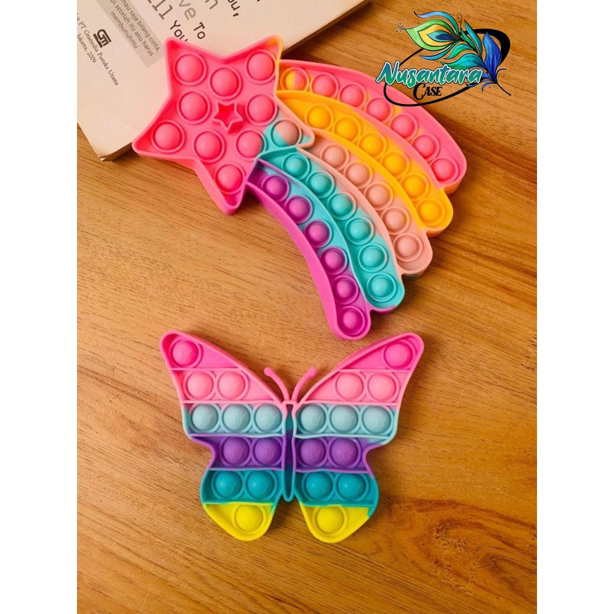 pop it fidget push bubble toys gelembung 3d rainbow pelangi karakter mainan anak NC7433-7