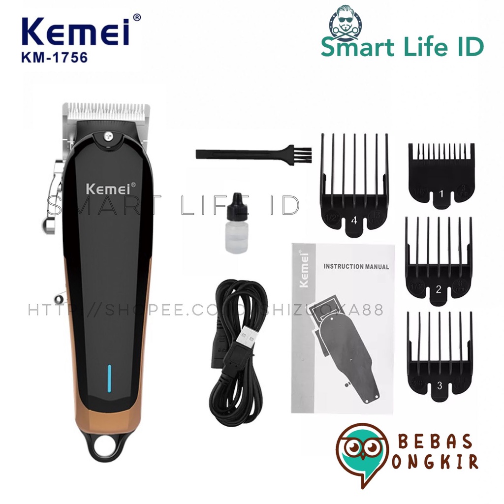 Alat Cukur Rambut Original Kemei KM-1756  Hair Clipper Professional Elektrik Rechargeable Cukuran KM 1756