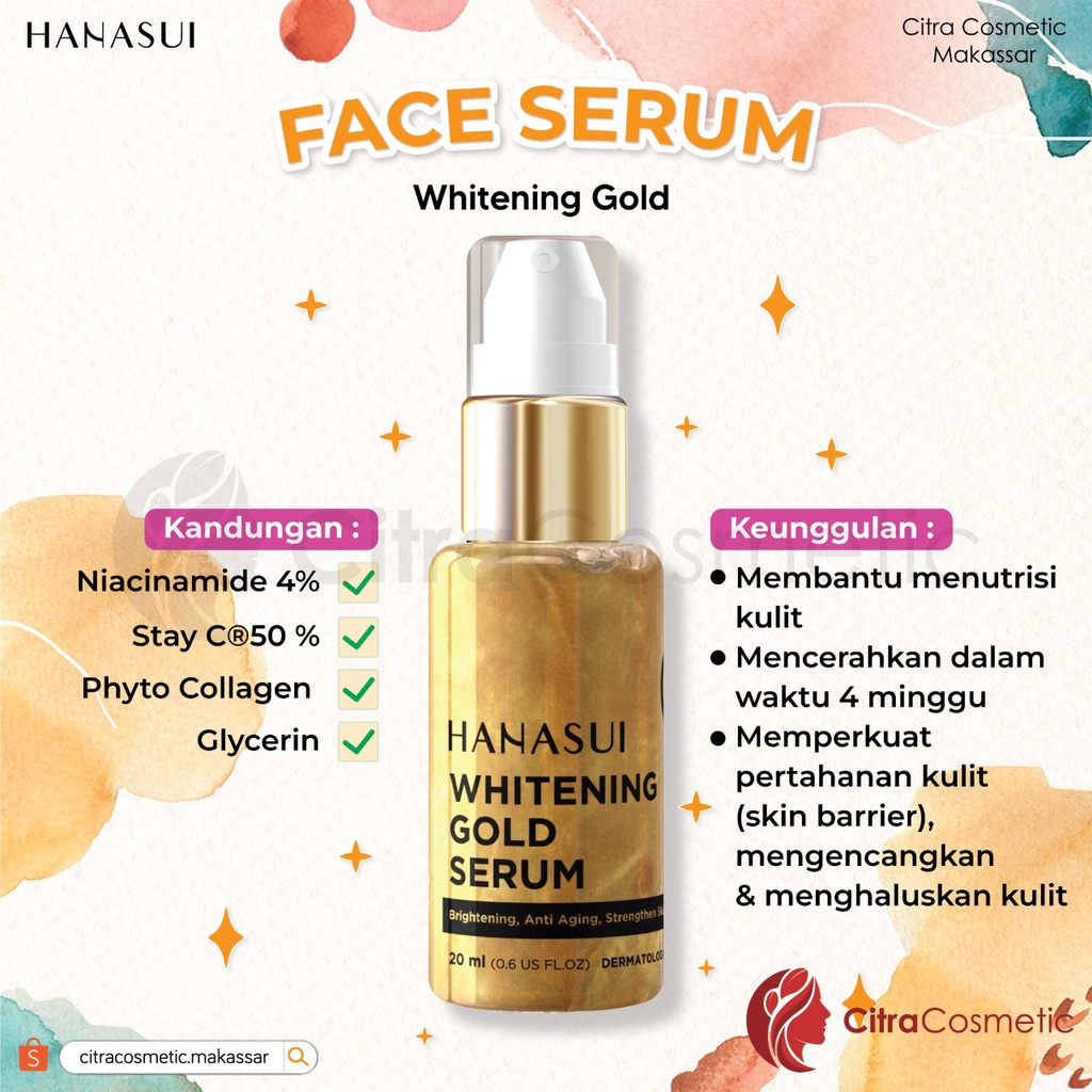 Hanasui Serum  Anti Acne 20 Ml | Gold | Men | Collagen | Vitamin C