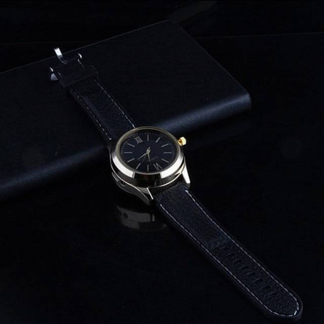 jam tangan korek listrik quartz usb Versi TERMEWAH GOLD EDITION untuk kado orang tercinta dus mewah