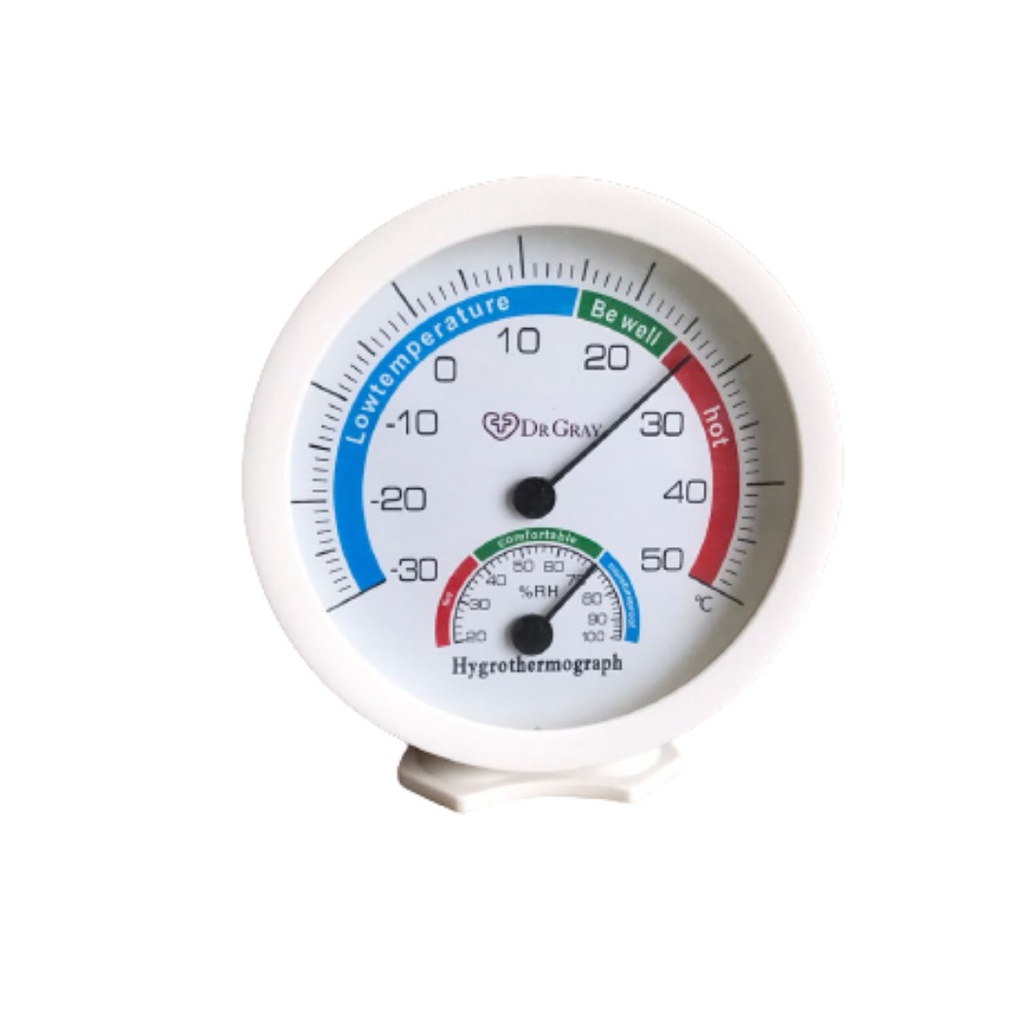 Termometer Alat pengukur suhu ruangan - Thermometer Hygrometer analog temperature room 5 inch DR GRAY