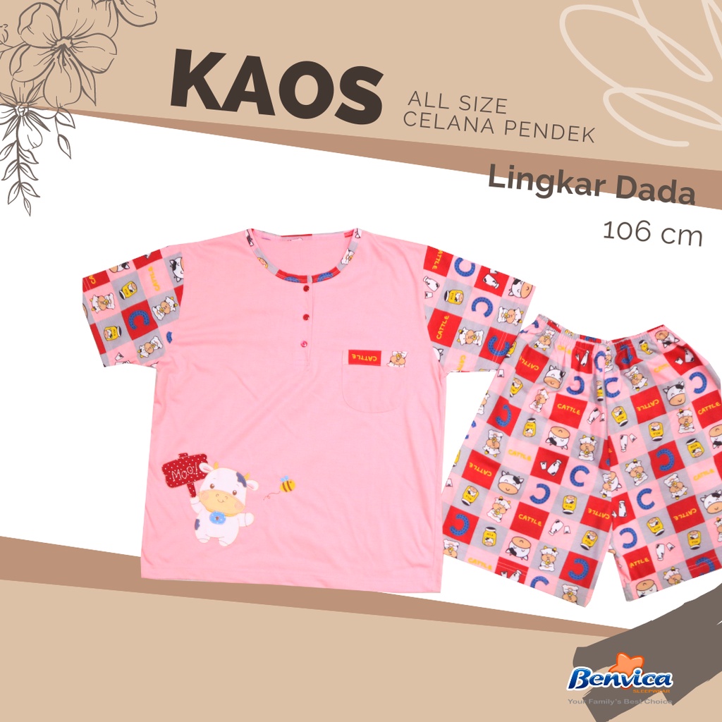 BAJU TIDUR CELANA PENDEK KAOS  ALL SIZE BANYAK MOTIF ADEM  MOLLIS AL - A