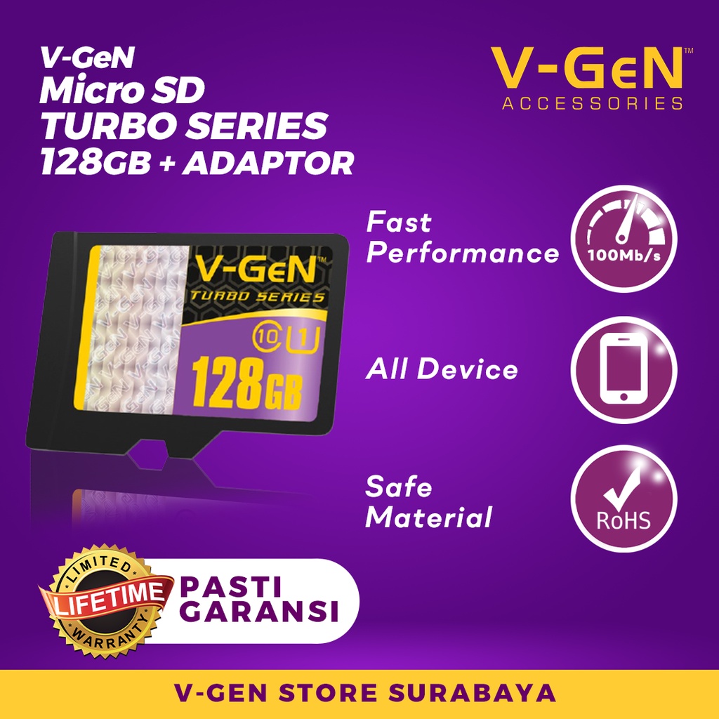 Micro SD VGEN 128GB Clas 10 / Turbo  Adaptor