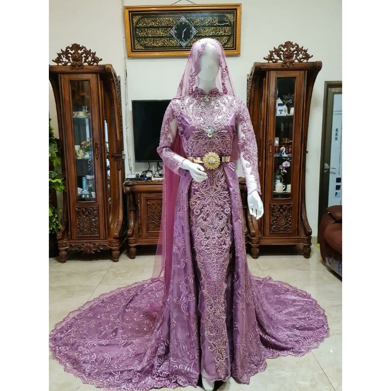 GAUN PENGANTIN SLIM MEWAH BEREKOR//GAUN WEDDING TILE AKAR TRIDI//KEBAYA