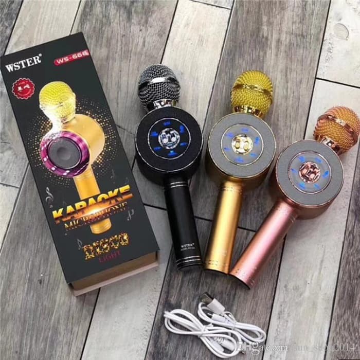 Mic Wster WS 668 Bluetooth Microphone Wireless Karaoke KTV Speaker HP