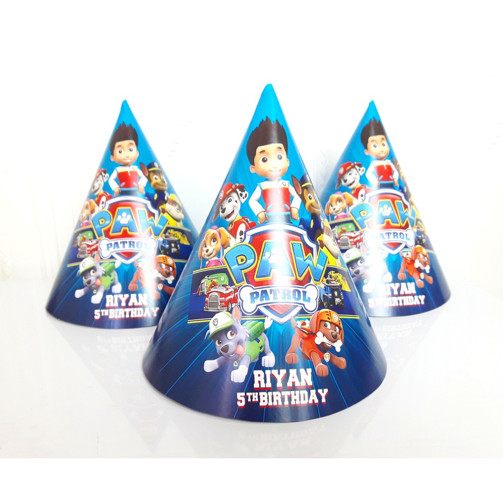 topi ulang tahun paw patrol/ topi kerucut paw patrol/ topi ultah paw patrol