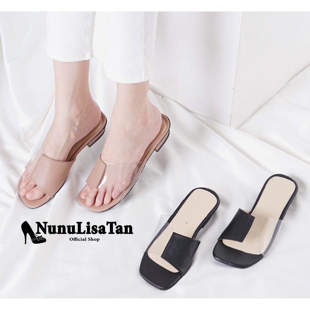 NunuLisaTan Dadu - Terbaru High Heels Block 3cm Jelly Mika Hitam Mocca