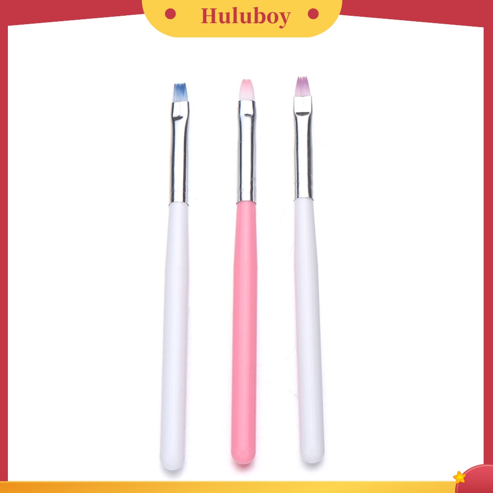 Huluboy Huluboy♡ Brush Pen Nail Art Kepala Flat Untuk Menggambar Desain Manicure DIY