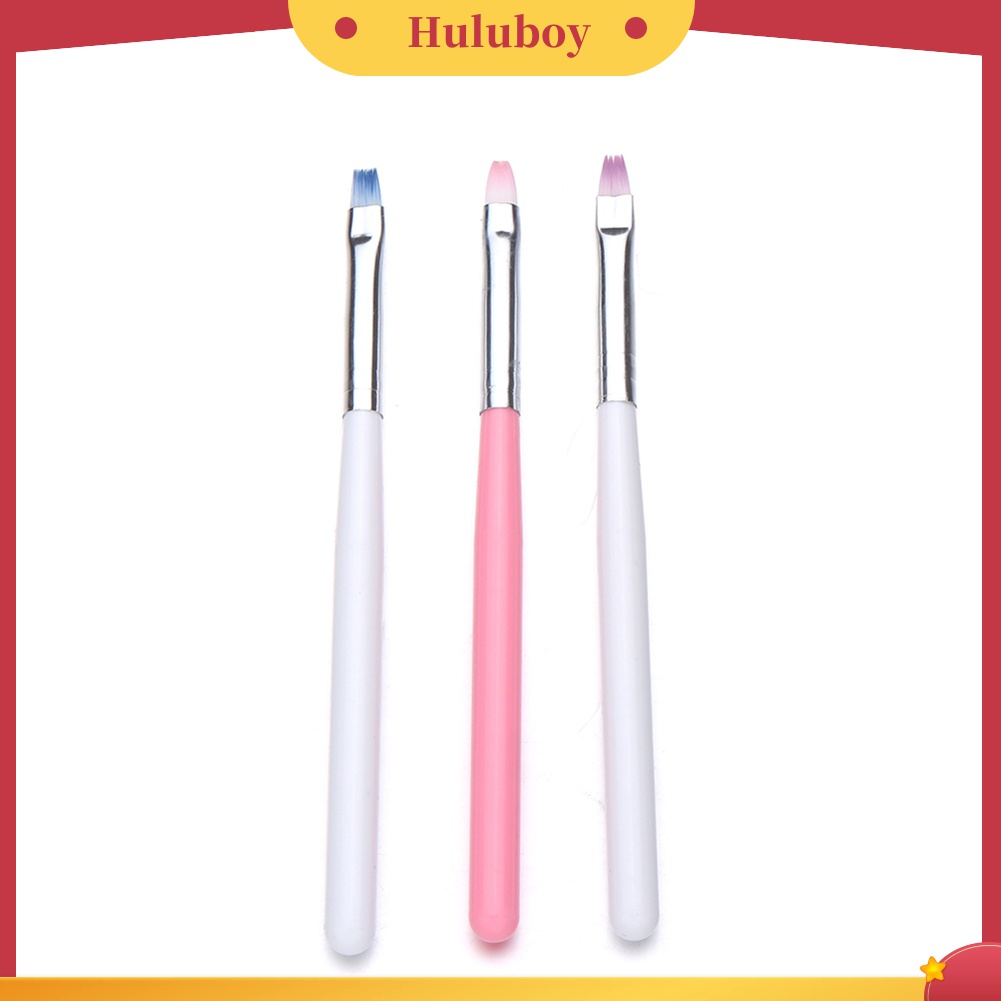 Huluboy Huluboy♡ Brush Pen Nail Art Kepala Flat Untuk Menggambar Desain Manicure DIY