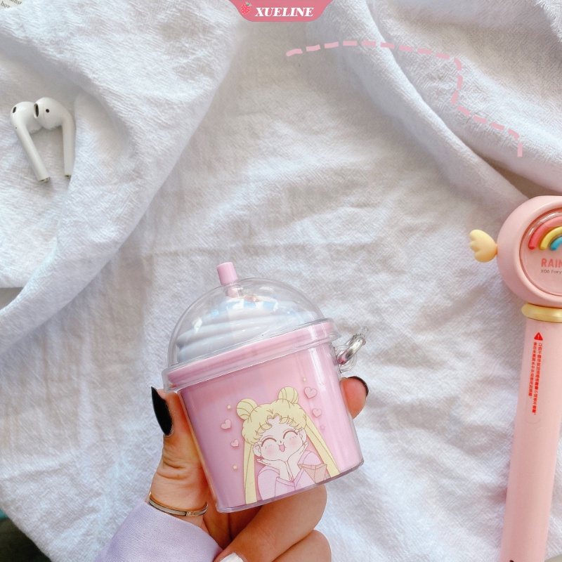 Case Pelindung earphone bluetooth Bentuk Kartun Sailor Moon Bahan Silikon anti Jatuh Untuk AirPods 1 2