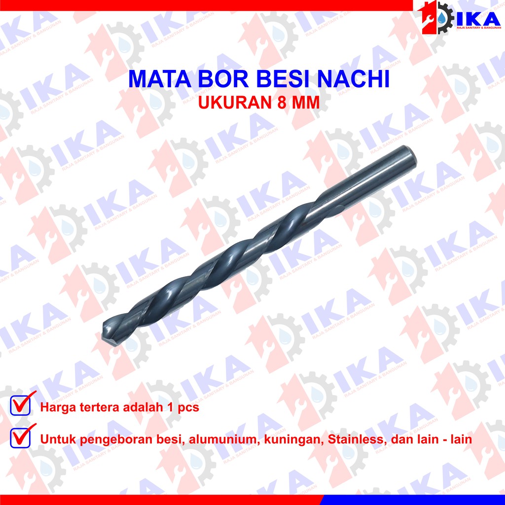 Mata Bor Besi NACHI HSS  1 1.5 2 2.5 3 3.5 4 4.5 5 5.5 6 8 mm ASLI (ORIGINAL 100%) HARGA PER 1BUAH