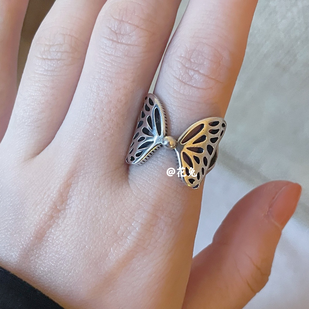 Cincin Model hollow out butterfly Gaya Retro Untuk Wanita