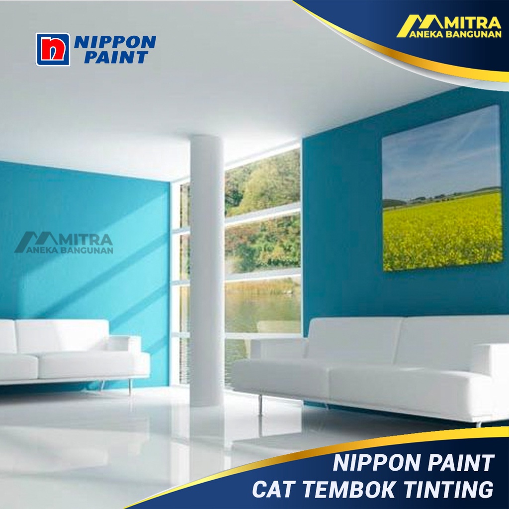 CAT TEMBOK EKSTERIOR INTERIOR NIPPON PAINT OCEAN CALM NP 1583 D / VINILEX ELASTEX SPOTLESS / BIRU TO