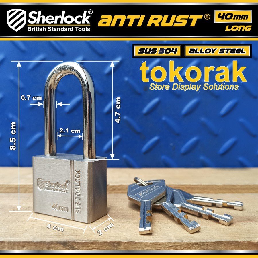 GEMBOK STAINLESS 304 ANTI RUST 40MM PJG SHERLOCK - GEMBOK ANTI KARAT