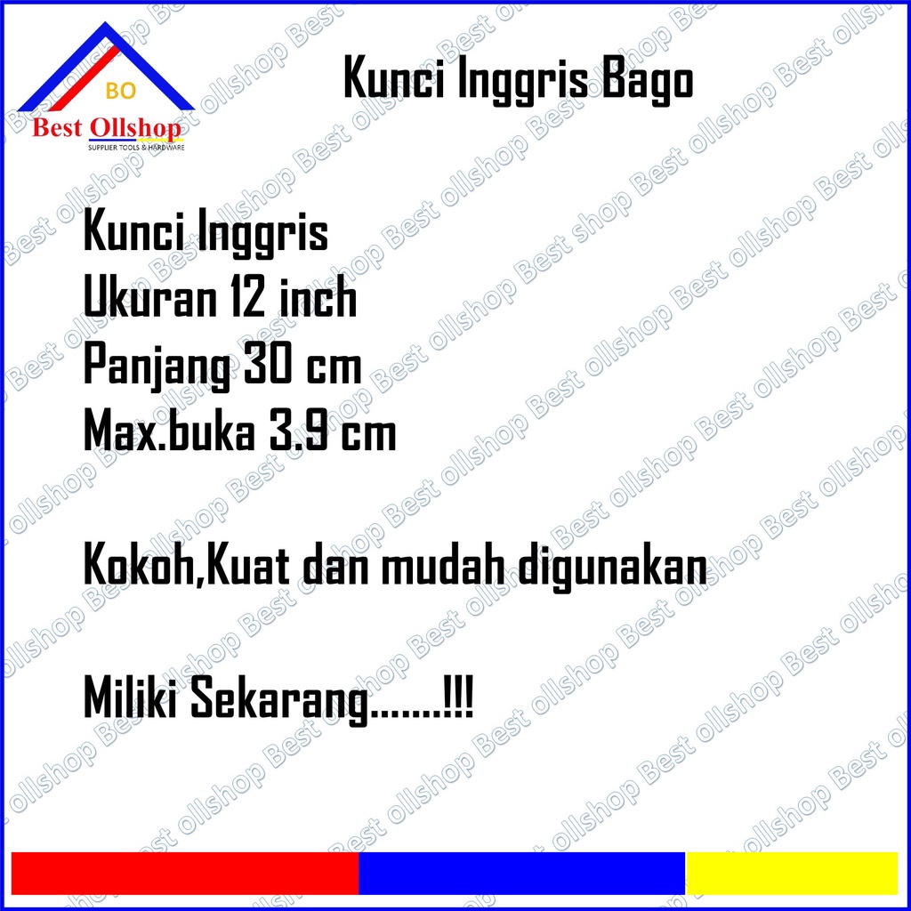 Kunci Bago 12 inch / Kunci Konci inggris Ingris Bako Bagong 12 inch Besar Hex Adjustable Wrench 300 MM RRT
