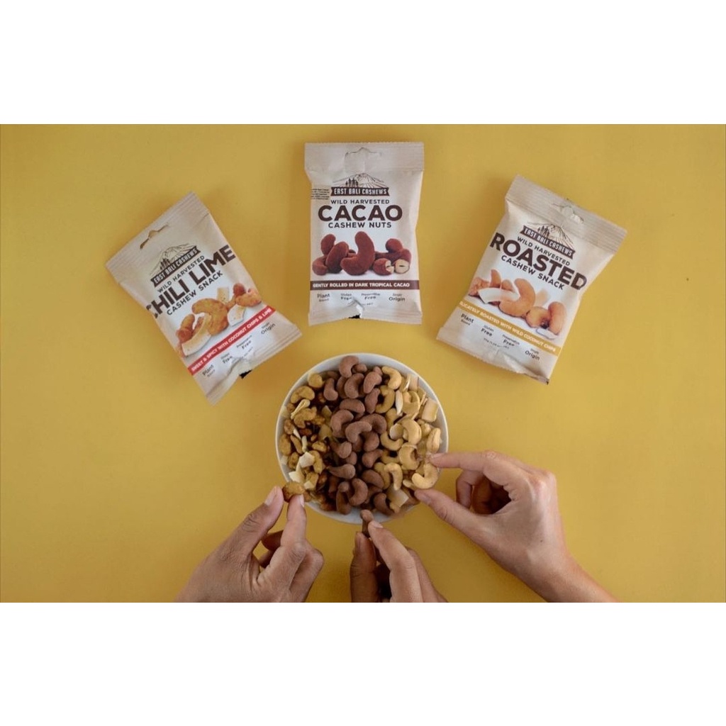 EAST BALI CASHEWS - YAVA Kacang Mente 35g - Cashew Nuts - Cacao / Sea Salt / Chili Lime / Roasted / Sweet Spicy / Garlic Pepper - Snack Mede / Mete - Cemilan Vegan Plant Based