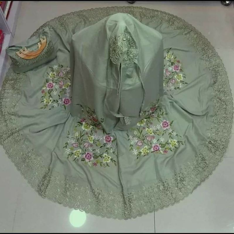 mukena bordir suji caia versi khadijah khas bukittinggi padang