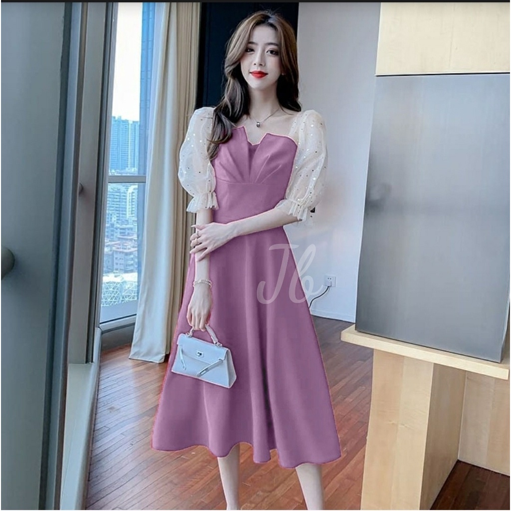 FWG - DRESS KIMNARA / DRESS CASUAL MEWAH WANITA / DRESS KOREAN STYLE / DRESS WANITA / DRESS