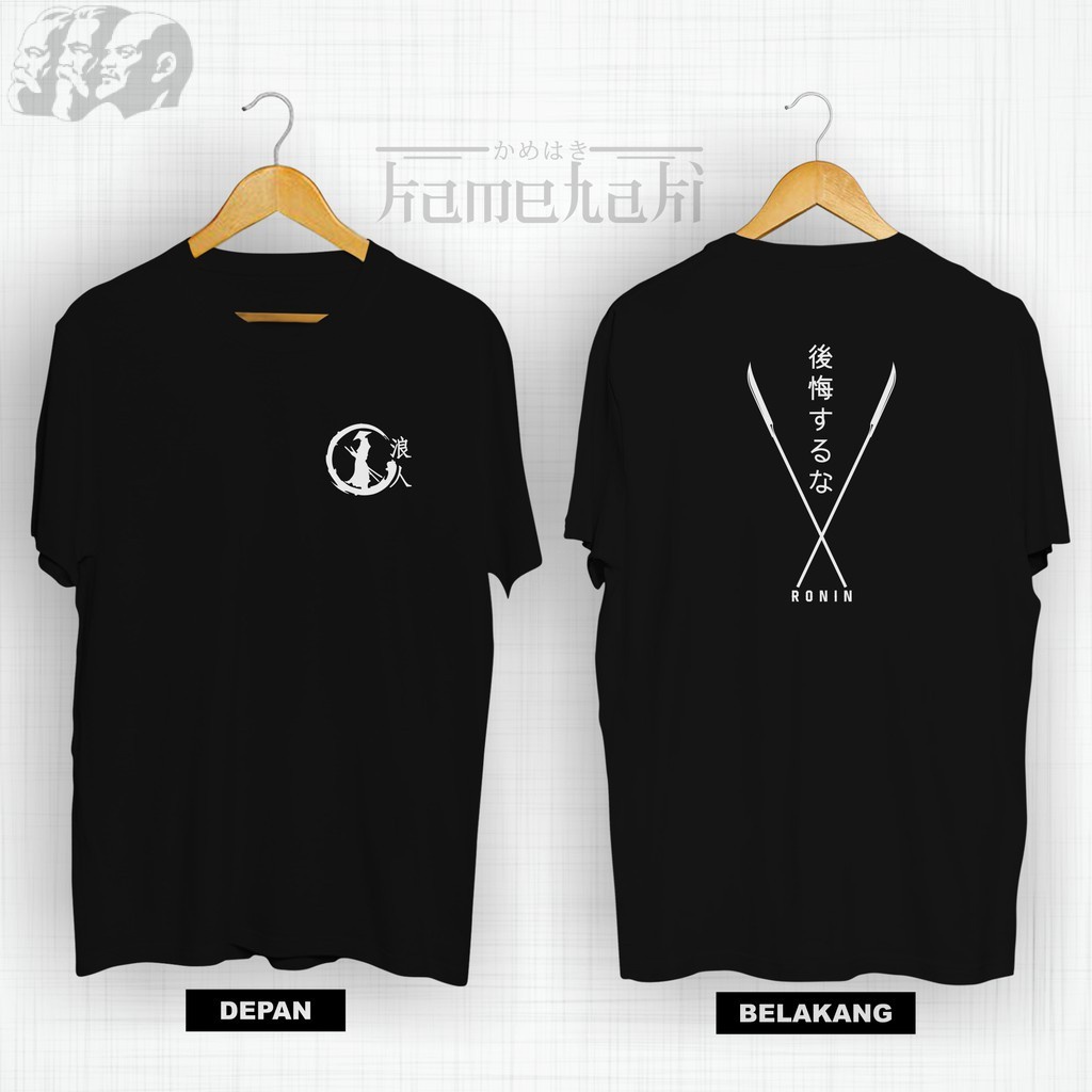 Baju Kaos Distro Jepang RONIN NAGINATA db. Kaos Tulisan Jepang / Kaos Samurai / Kaos Anime Cosplay
