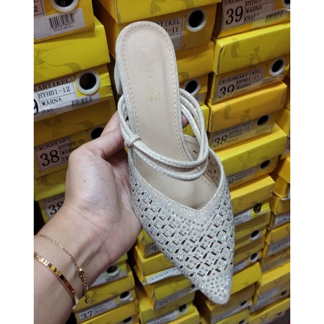 Sandal Slop Wanita Edisi Pesta Gold Mewah Peter Keiza Big Sale