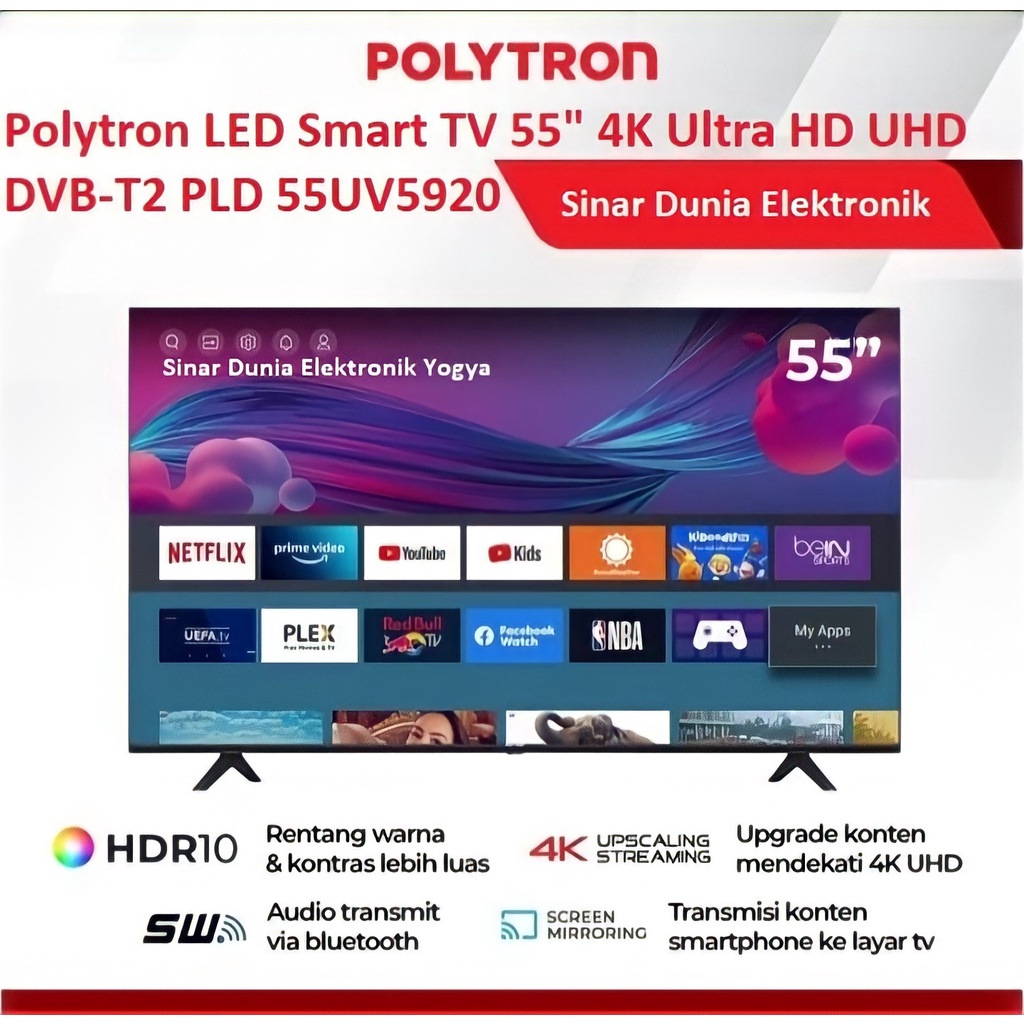 Polytron LED Smart TV 55&quot; 4K Ultra HD UHD PLD 55UV5920 Digital DVB-T2