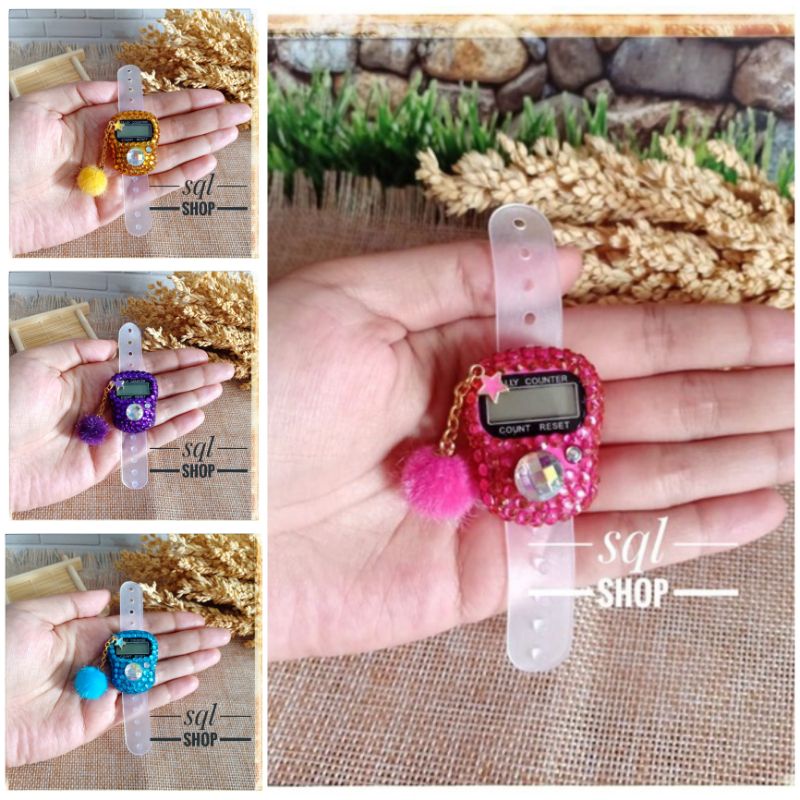 SQL SHOP Tasbih digital bling bling pompom | Alat hitung dzikir digital