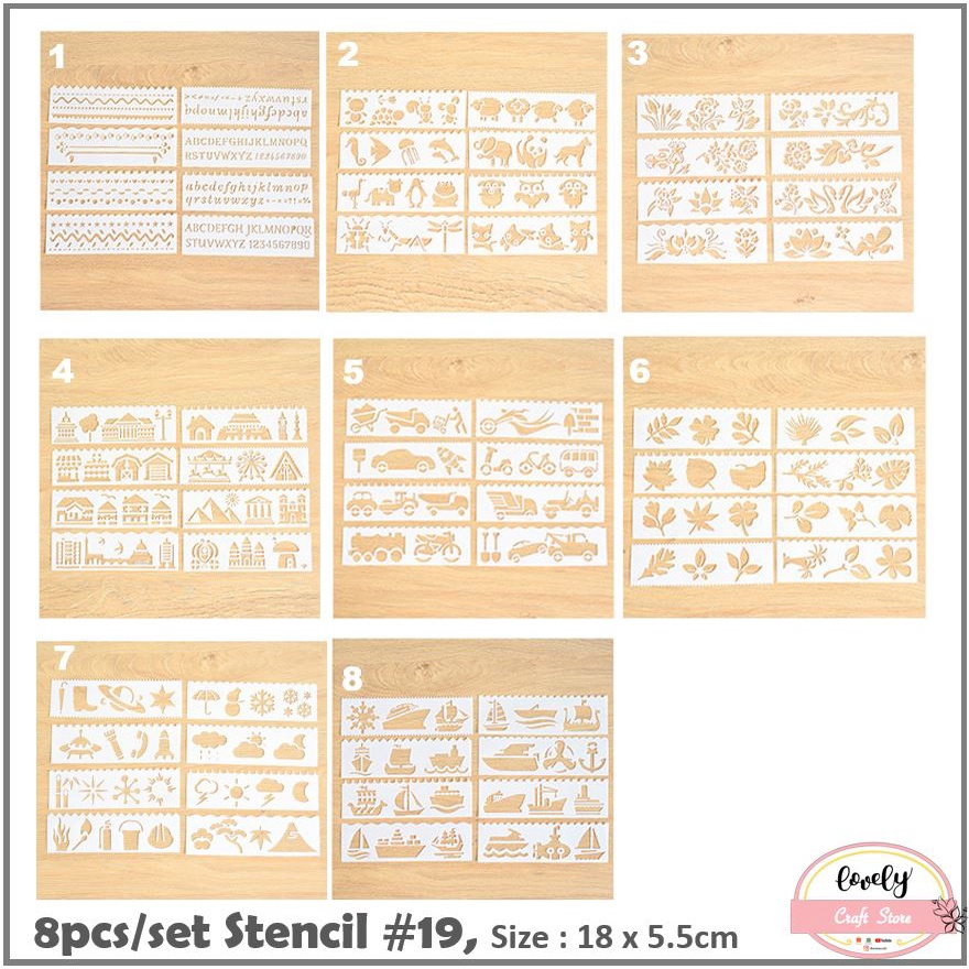 

LovelyCraftStore | 8pcs/set Plastic Stencil #S19 cetakan stensil lukis, craft, kue cake, scrapbook