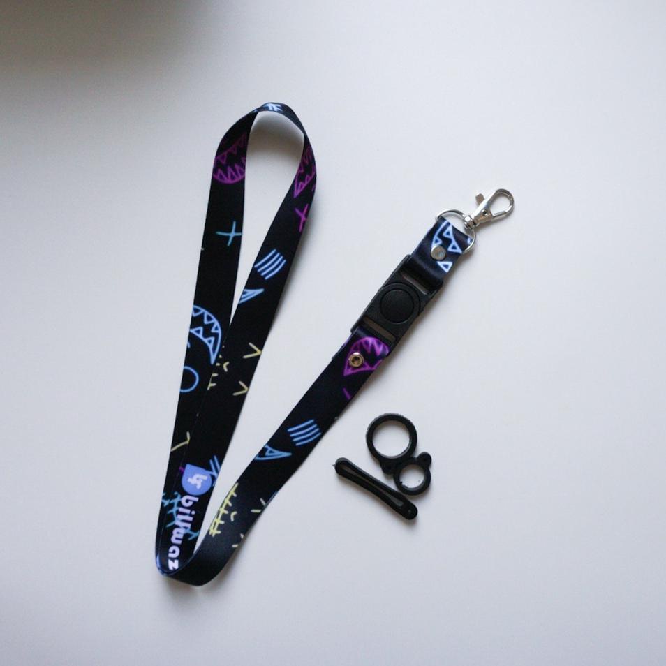 

(BOOMING) Lanyard Billwaz gantungan id card Motif neon Printing Oring 3 ukuran