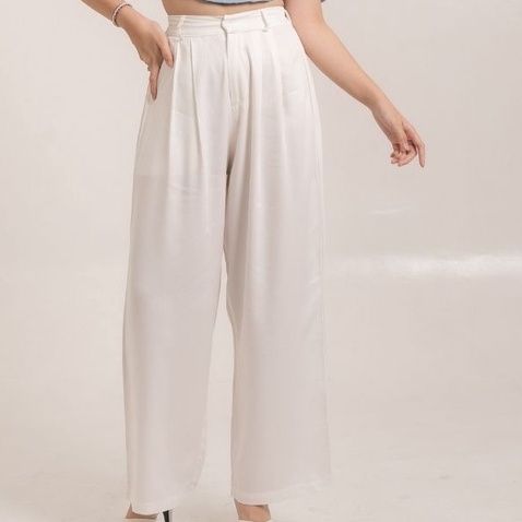 AIJO | Reva Cullote | Kulot Panjang Rayon-Putih