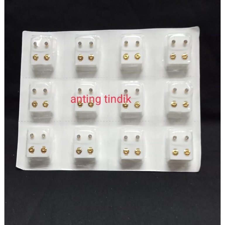 Anting Tembak/Anting tindik Pria &amp; Wanita isi 12 pasang/24 bh