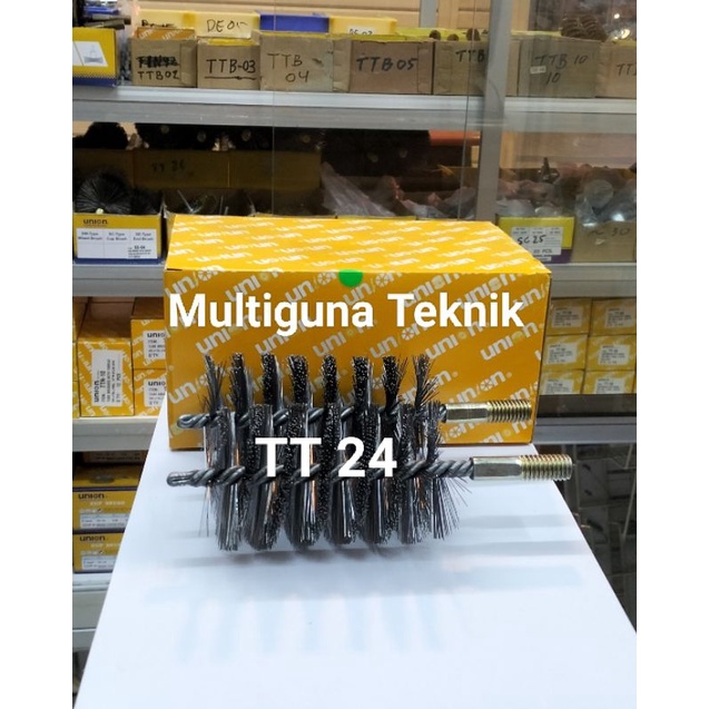 sikat pipa kawat baja tube brushes TT 24/ 2,5inch 65mm x 1/2"M Union
