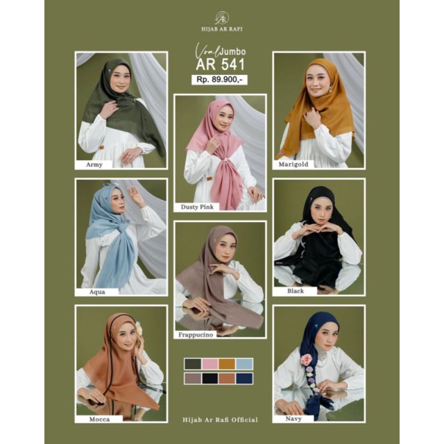 Segiempat Jumbo by Hijab Arrafi AR 541 Jumbo ar541 hijab segiempat vokal ternyaman bordir brand arra