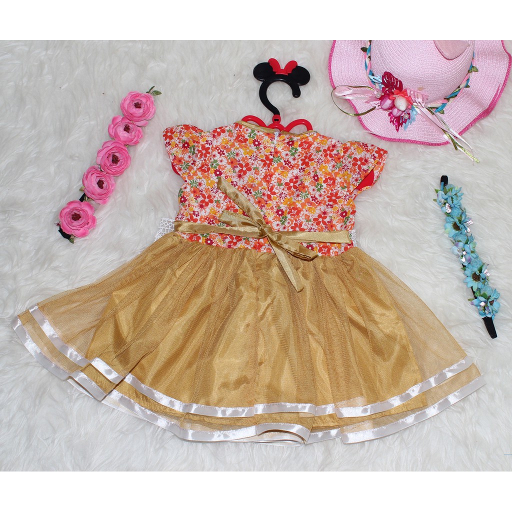 Dress Kids Beiby/Dress Bayi Motif Bunga/Fashion Bayi Koreaan Style Super Elegant/Baju Murah