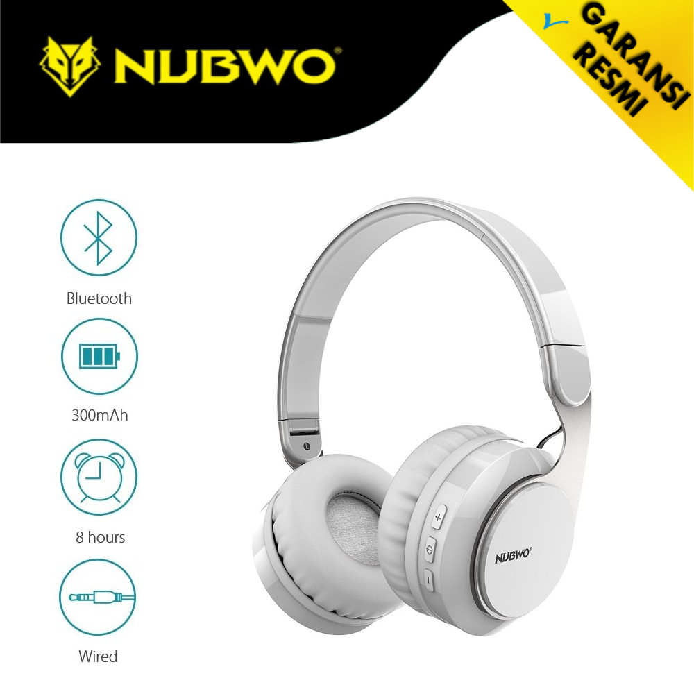 Headphone Gaming HP NUBWO S8 Bluetooth 4.2 Wireless + Wired Headset With Mikrofon White