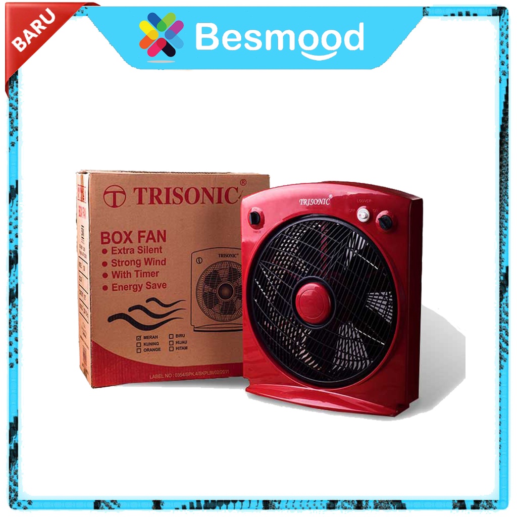 Besmood Kipas Angin Kotak Box Fan 12 Inch Timer Trisonic