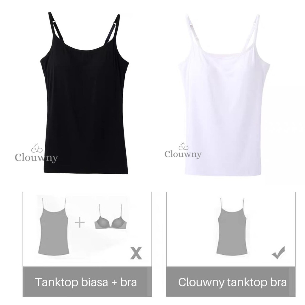 CLOUWNY - Tanktop Bra - Ada Cup Busa Wanita Allsize Kecil Sampai Jumbo-5