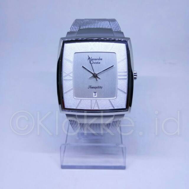 ALEXANDRE CHRISTIE AC 8329 PRIA RANTAI PASIR SILVER PLAT PUTIH