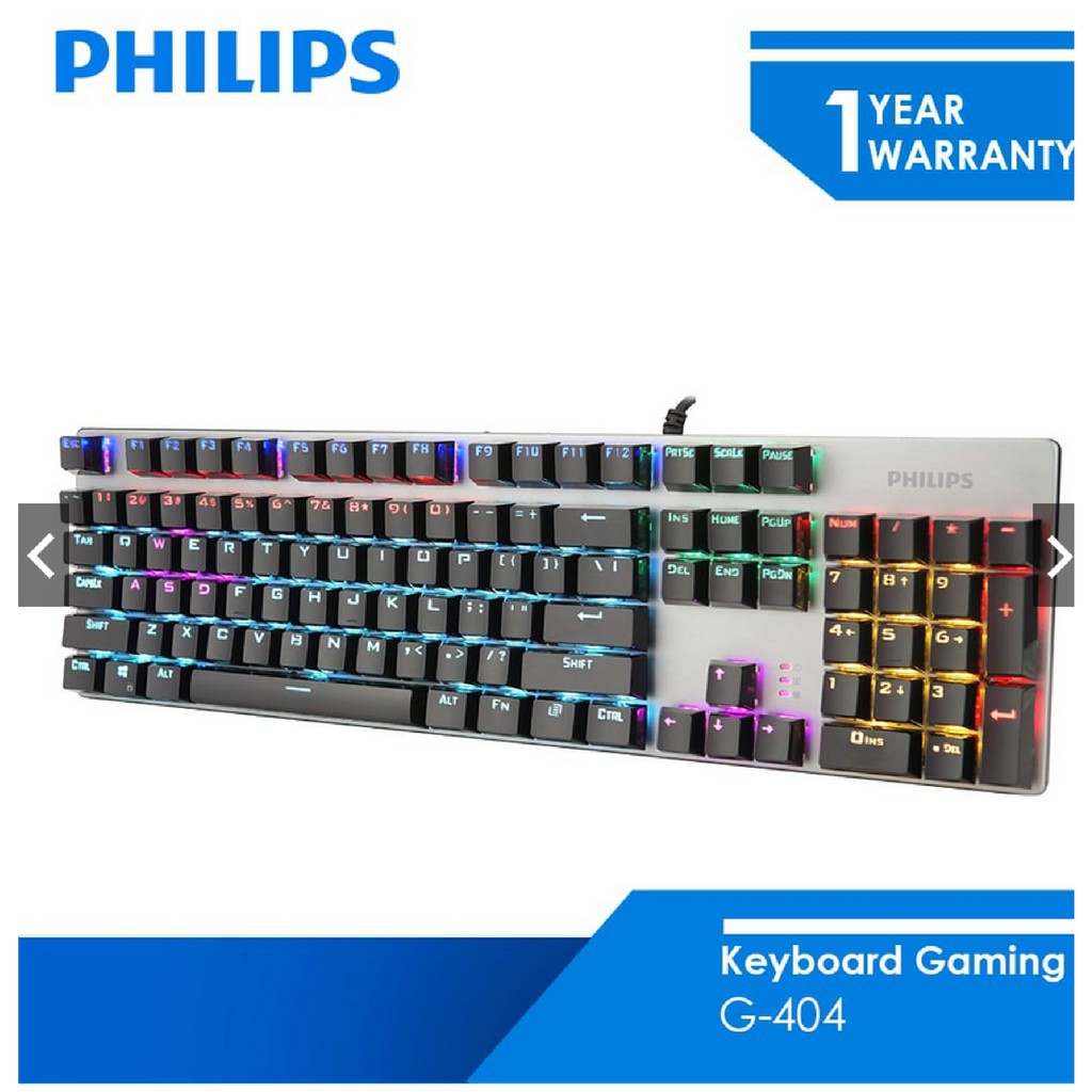 KEYBOARD GAMING PHILIPS G404 MECHANICAL BLUE SWITCH SPK8404 USB WIRED