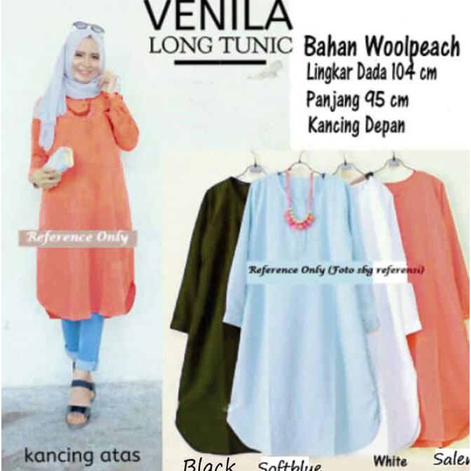 VENILA TUNIK MUSLIM WANITA KEMEJA WANITA PAKAIAN WANITA BLUS MUSLIMI - Hitam /Fashion Muslim Wanita