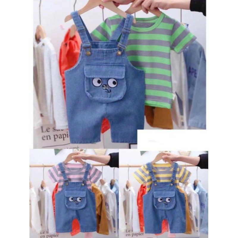 OVERALL JEANS ANAK LAKI-LAKI/PEREMPUAN IMPORT LUCU celana kodok anak kaos setelan baju