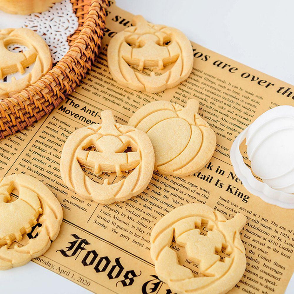 Top 9pcs/set Halloween Biskuit Cetakan Kue Alat Cap Horror Labu 3D Cookie Cutter