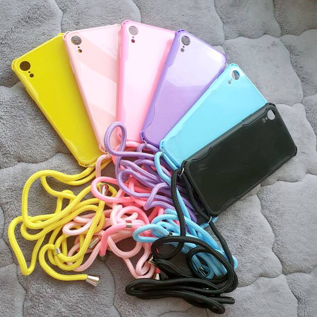 YKCS 0408 SALE SALE CASE Iphone xr lanyard sling case anti crack pastel acrylic colorfull strap tali