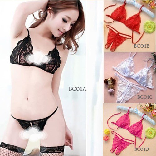 [READY STOCK] G STRING SEXY UNDERWEAR WANITA BRA DAN CELANA DALAM HITAM BC01A