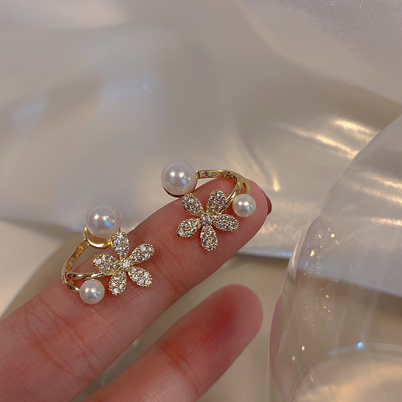 Anting Mutiara Bunga daisy Kecil Yang Lucu Manis lady Korea