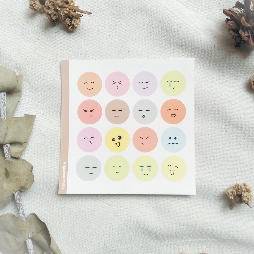 

16 pcs Sticker Vinyl Emoji Mood Tracker / Deco Sticker / Sticker Journal Set