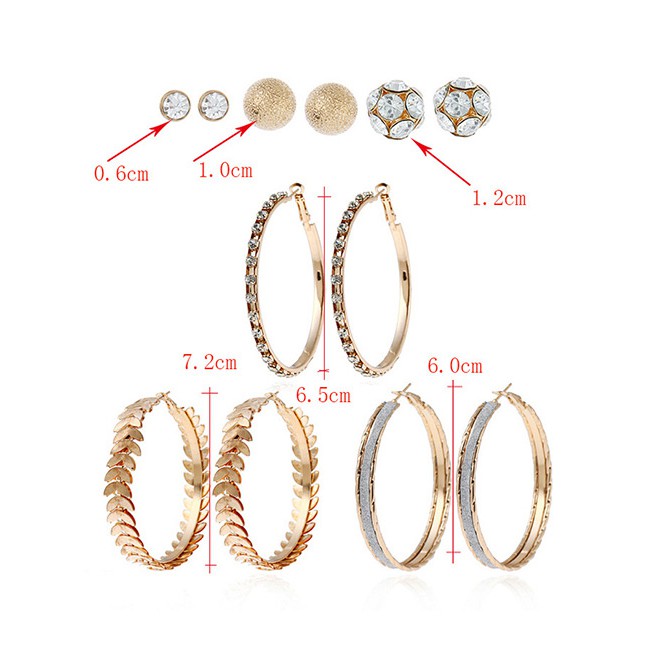 LRC Anting set Fashion Color Circular Ring Shape Decorated