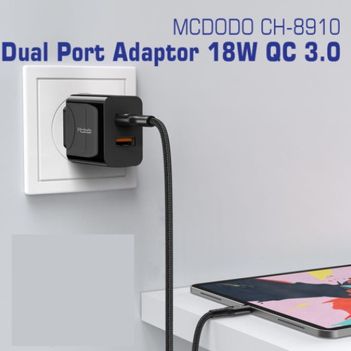 Kepala MCDODO Adaptor Charger Dual Usb Output Fast Charge 18W CH-8910